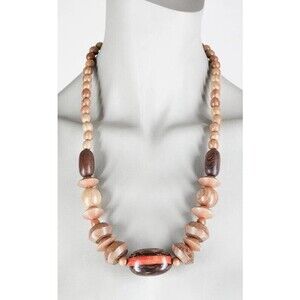 Vintage 1980s 80s Chunky Wood Bead Statement Necklace